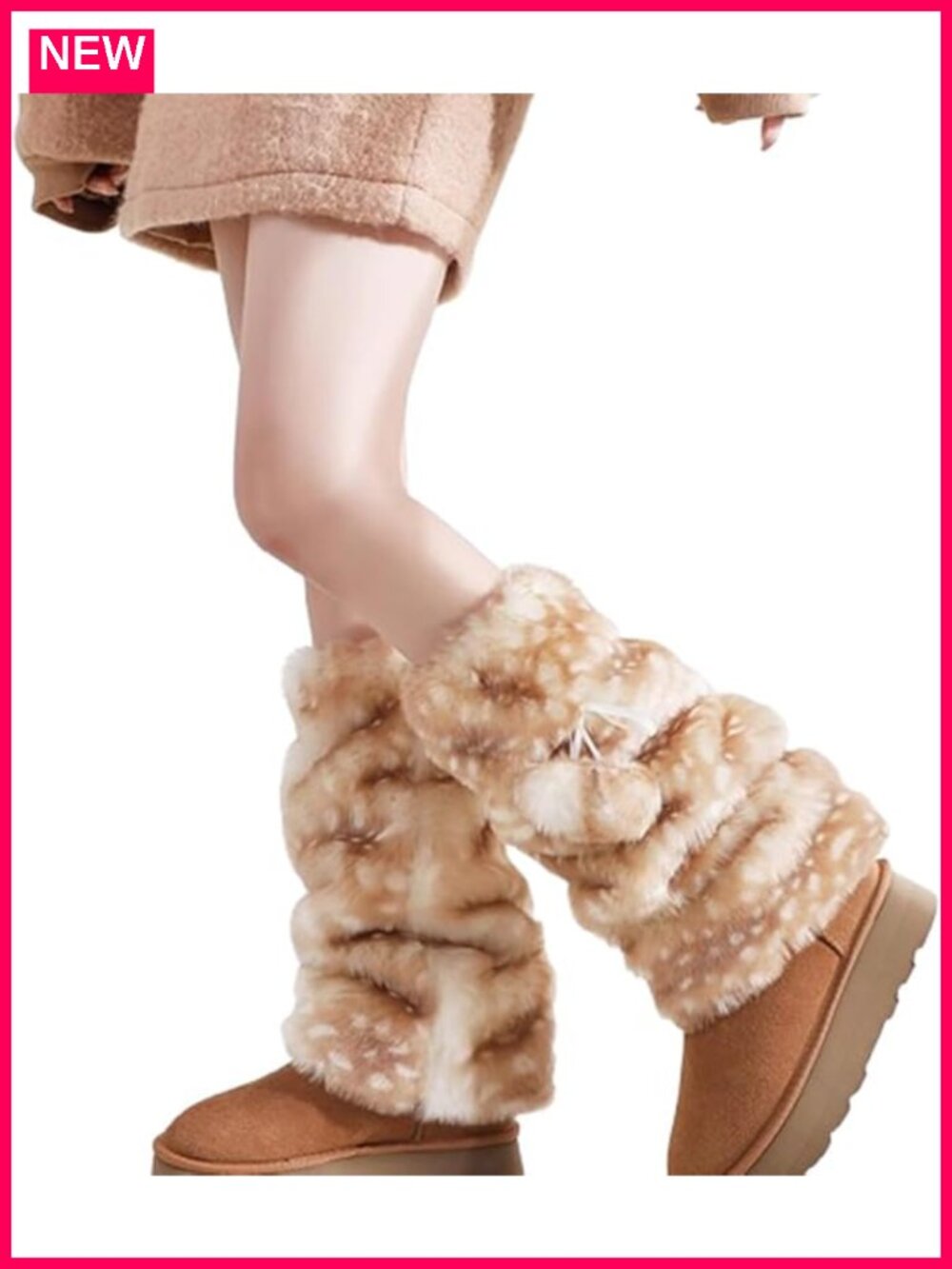 Faux Fur Leg Warmers Long Fluffy Boot Covers Stretchy Women's Winter Warmers